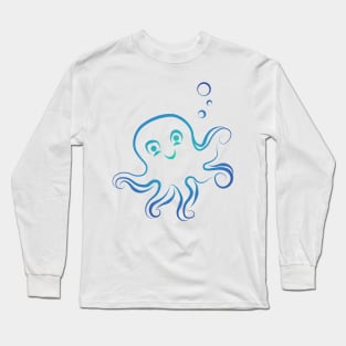 sweet Kraken Doodle in blue Long Sleeve T-Shirt